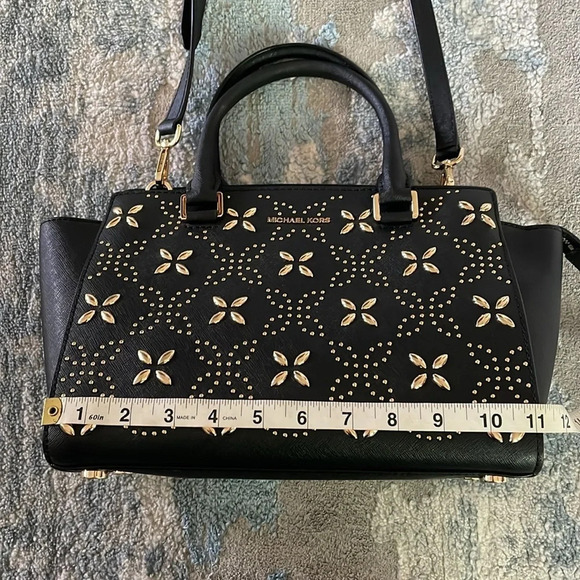 Michael Kors Selma Floral Studded Top Zip Satchel - Picture 3 of 9